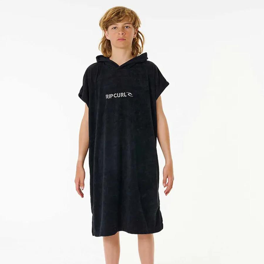 BRAND HOODED TOWEL - BOY BLACK/GREY