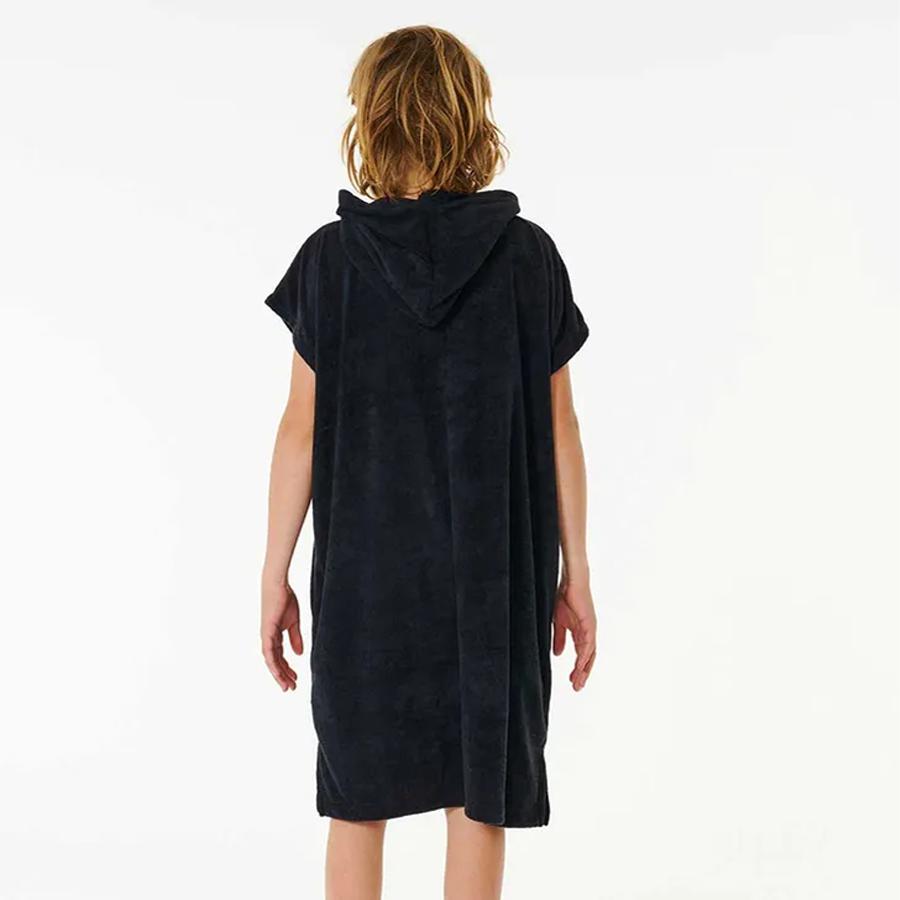 BRAND HOODED TOWEL - BOY BLACK/GREY