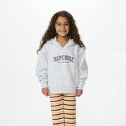 VARSITY HOODIE -GIRL GREY MARLE/PLUM