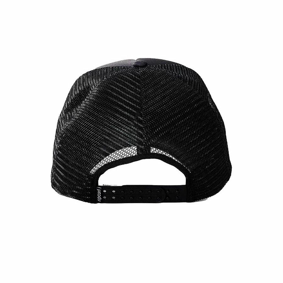 SWELL STRIPE TRUCKER HAT WASHED BLACK