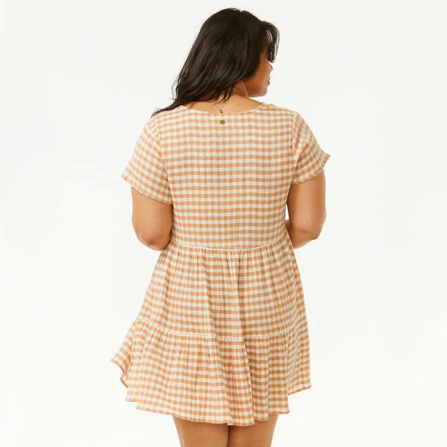 PREMIUM SURF CHECK DRESS LIGHT BROWN