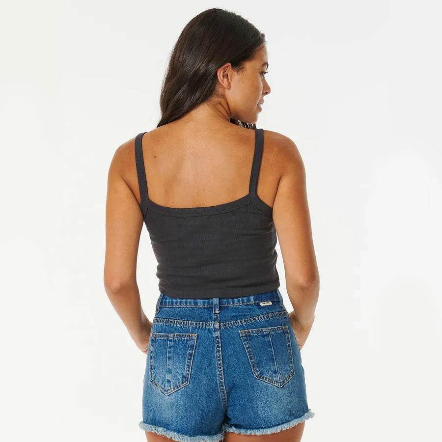 FLOURISH RIBBED TANK WASHED BLACK