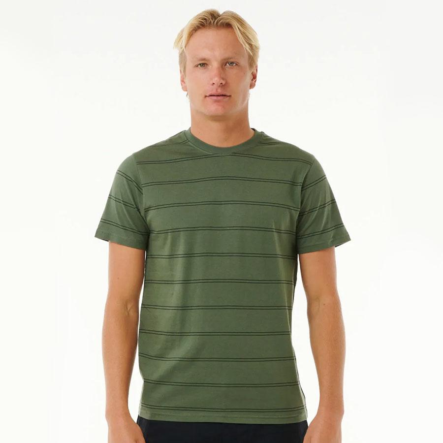 PLAIN STRIPE TEE DARK OLIVE