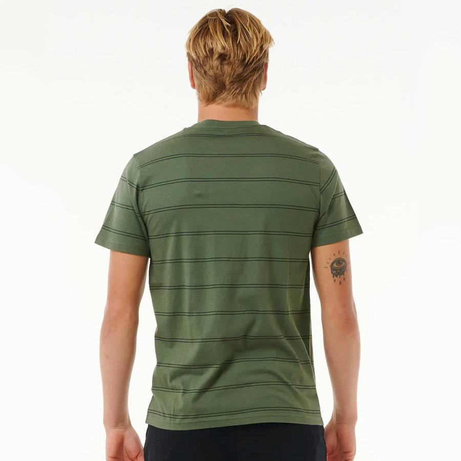 PLAIN STRIPE TEE DARK OLIVE