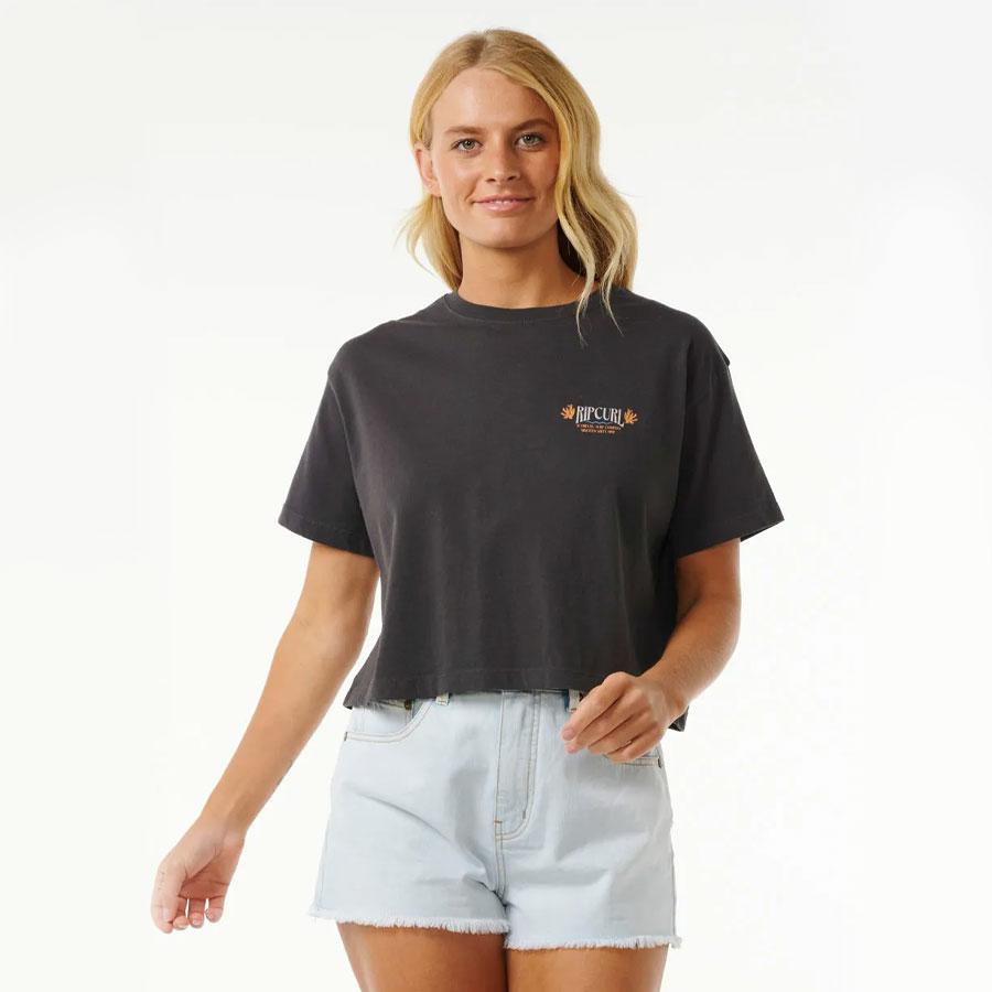 CORAL SANDS CROP TEE WASHED BLACK
