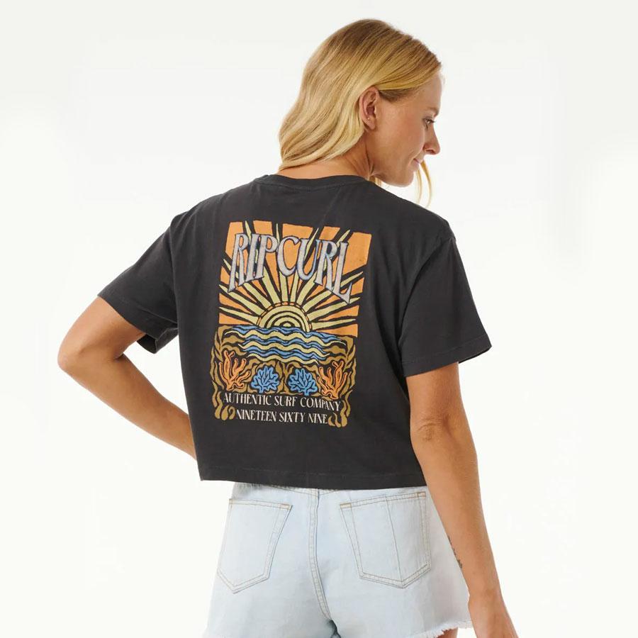 CORAL SANDS CROP TEE WASHED BLACK