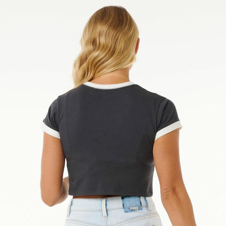ARCHIVE RINGER BABY TEE WASHED BLACK