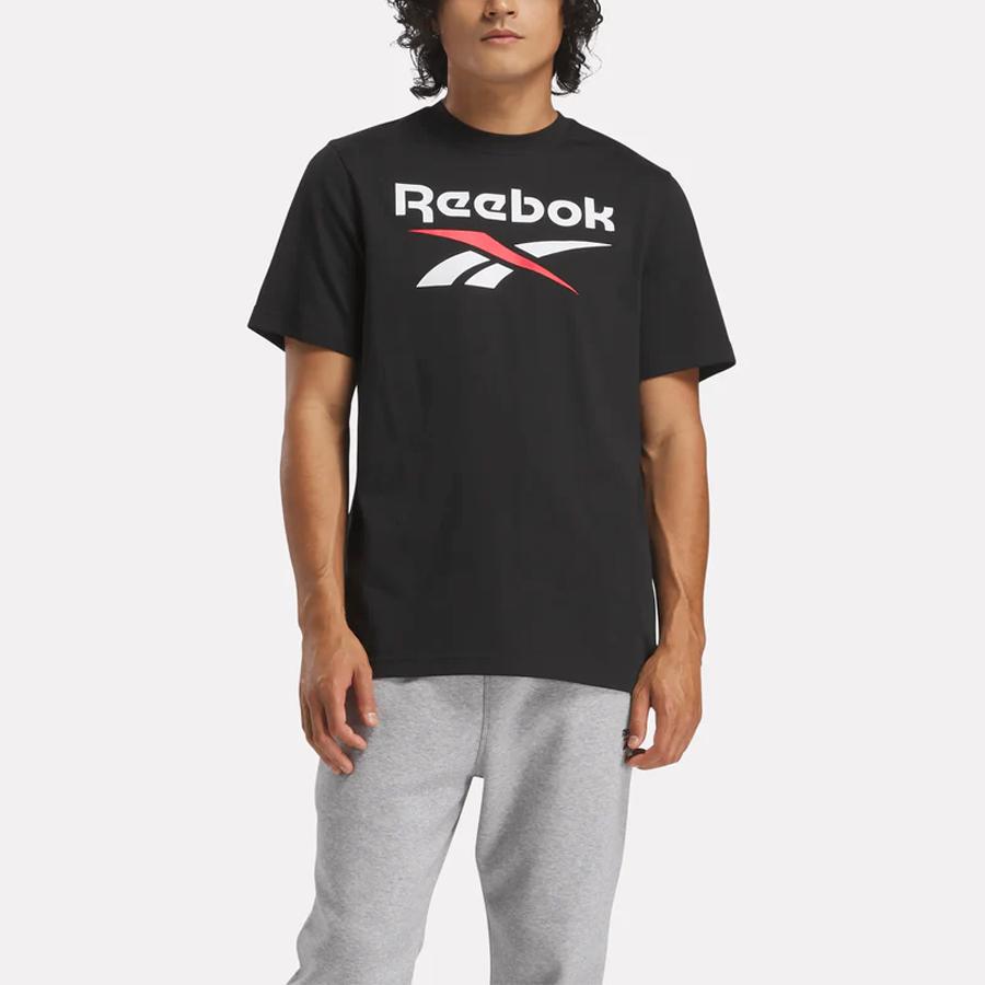 REEBOK ID STACKED LOGO T- BLACK/WHITE/VECTOR R