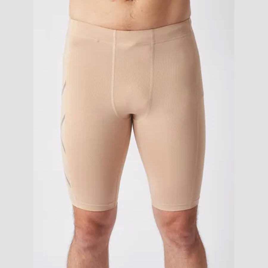 CORE COMPRESSION SHORTS BEIGE/SILVER