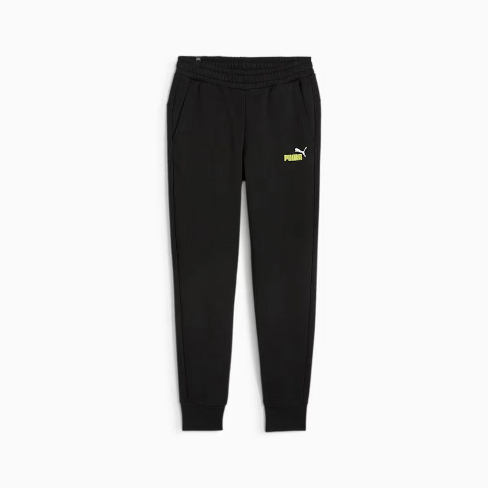 ESS+ 2 COL LOGO PANTS FL PUMA BLACK-LIME SHEE