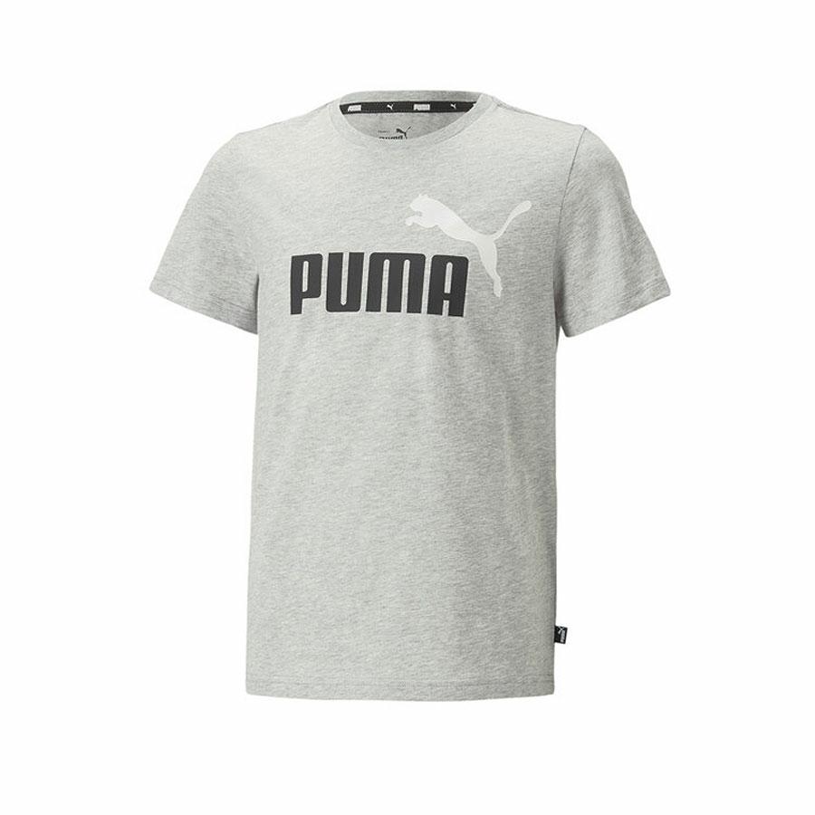 BOYS ESS+ 2 COL LOGO TEE LIGHT GREY HEATHER