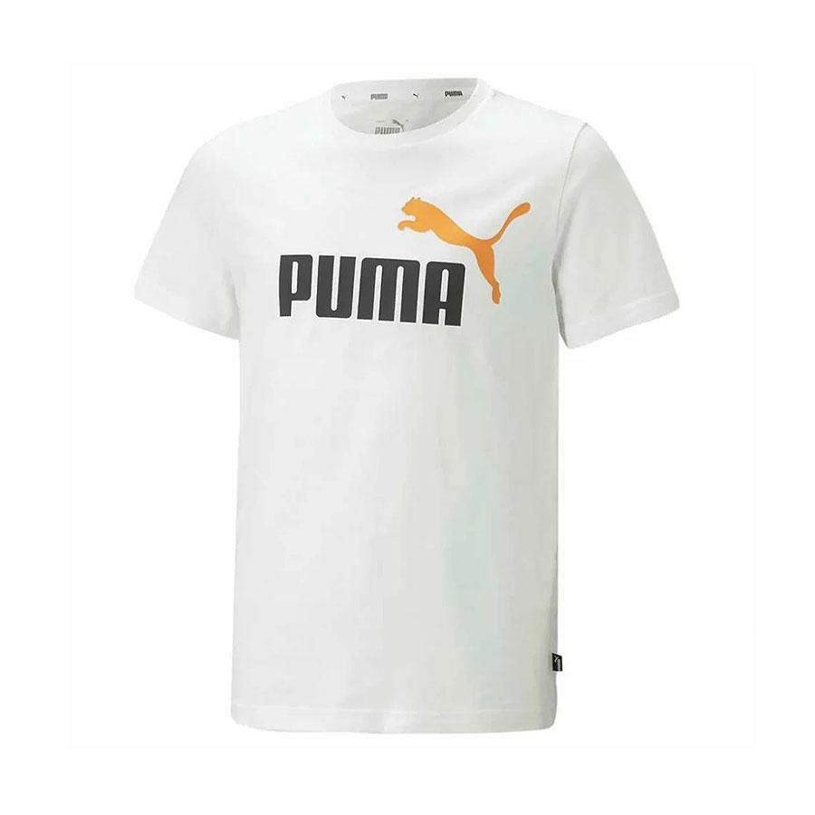 BOYS ESS+ 2 COL LOGO TEE PUMA WHITE-DESERT