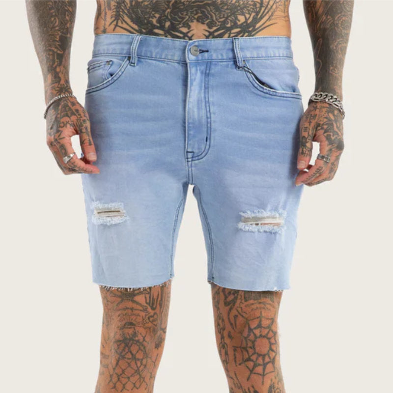 KS2 DENIM SHORT DESTROYED CRYSTAL BLUE