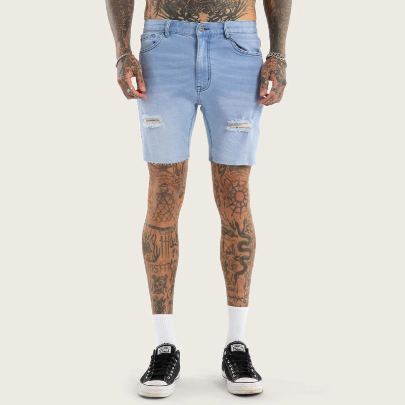 KS2 DENIM SHORT DESTROYED CRYSTAL BLUE