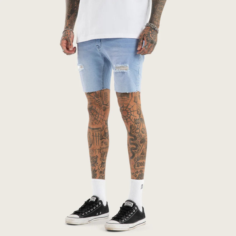 KS2 DENIM SHORT DESTROYED CRYSTAL BLUE