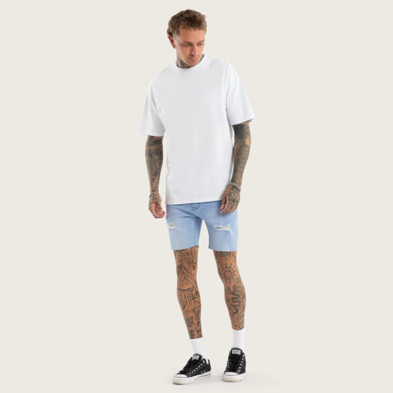 KS2 DENIM SHORT DESTROYED CRYSTAL BLUE