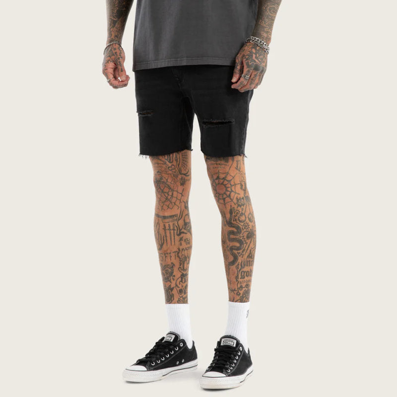 KS2 DENIM SHORT BLACK GREY