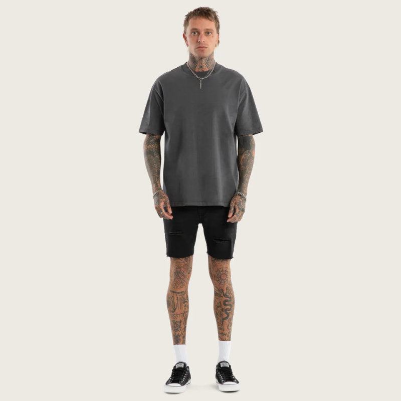 KS2 DENIM SHORT BLACK GREY