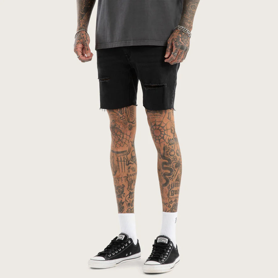 KS2 DENIM SHORT BLACK GREY