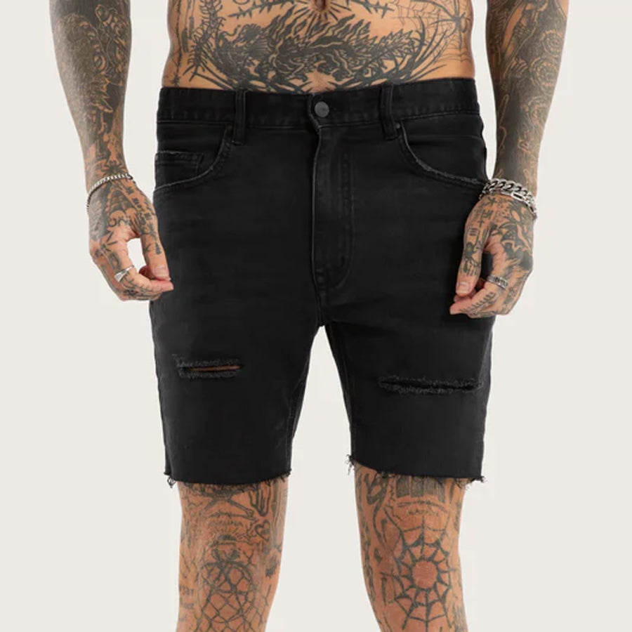 KS2 DENIM SHORT BLACK GREY