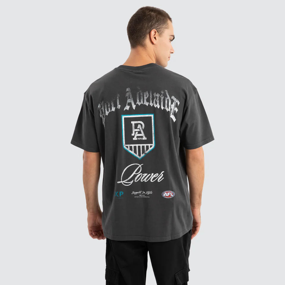 PORT ADELAIDE VINTAGE GOTHIC TEE PIGMENT ASPHALT