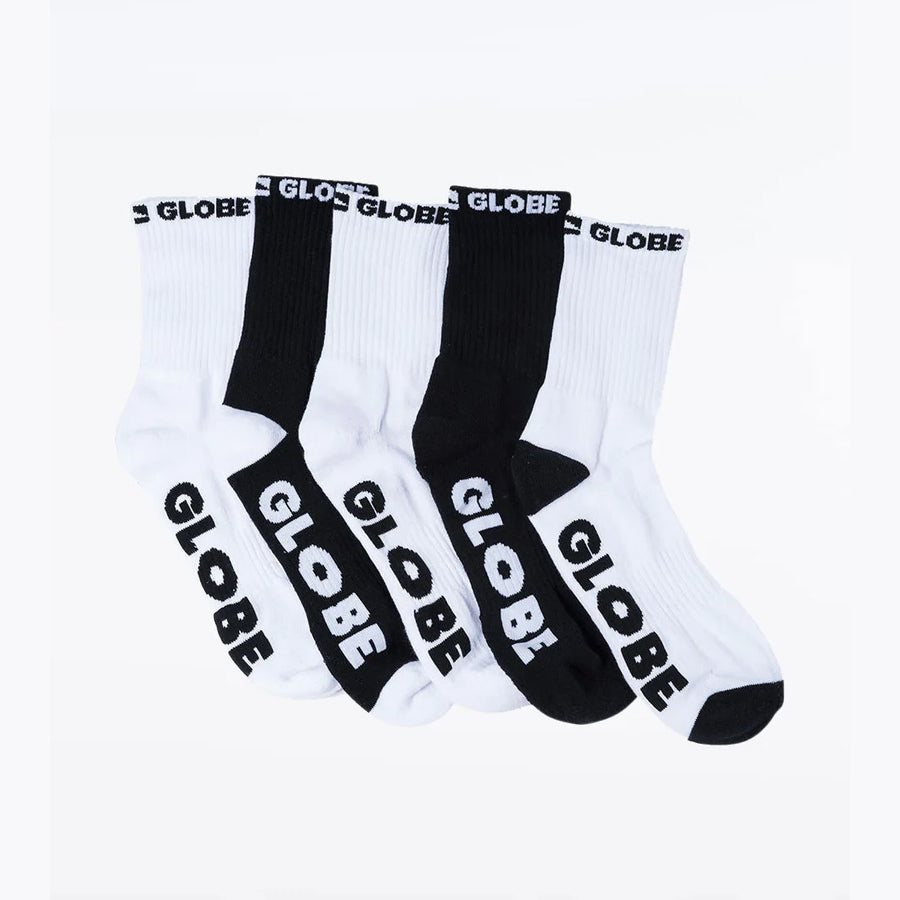 SOCKS - KIDS 5 PACK BLACK/WHITE