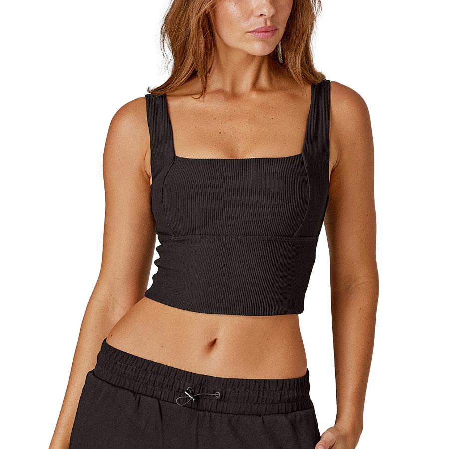 HOLY GRAIL RIBBED BRA TAN BLACK