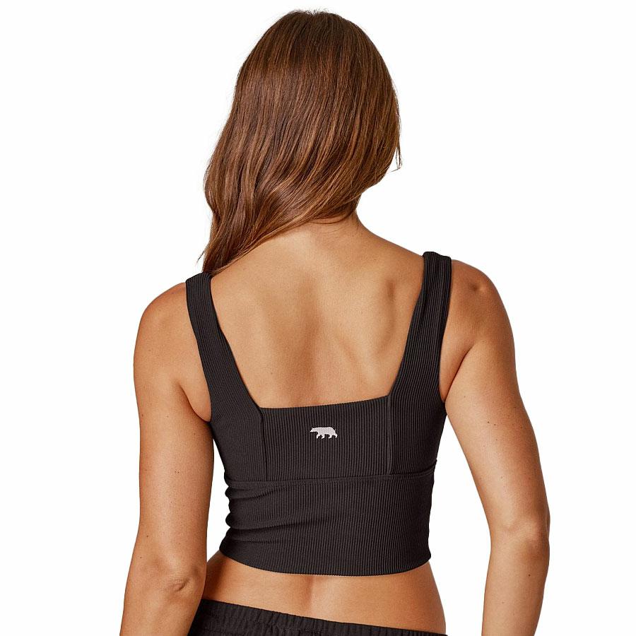 HOLY GRAIL RIBBED BRA TAN BLACK