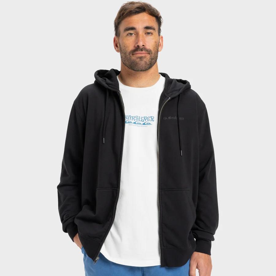 SALT WATER ZIP HOODIE BLACK