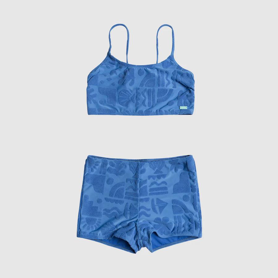 BEACH CHECK CROP TOP SET NEBULAS BLUE BEACH C