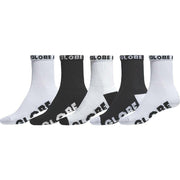 LRG GLOBE QTR SOCK 5 PK BLACK/WHITE