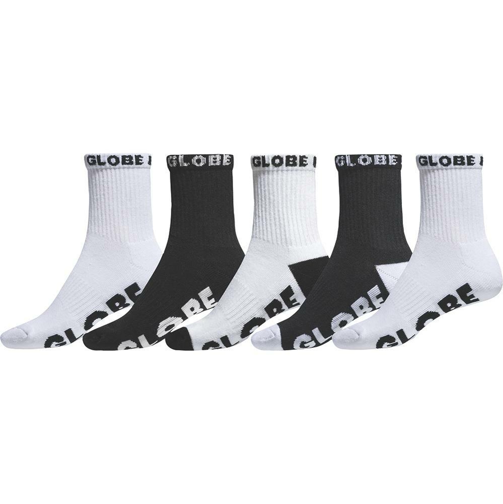 LRG GLOBE QTR SOCK 5 PK BLACK/WHITE