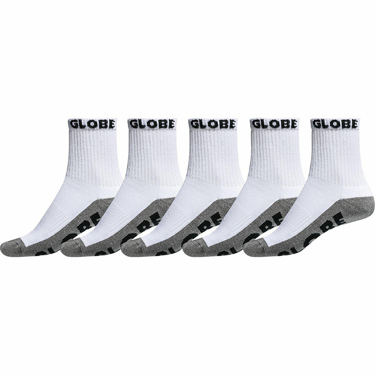 LRG GLOBE QTR SOCK 5 PK WHITE/GREY