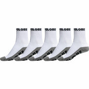 LRG GLOBE QTR SOCK 5 PK WHITE/GREY
