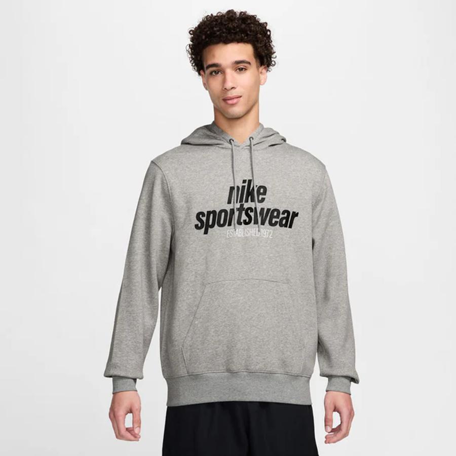 CLUB HOOD DK GREY HEATHER/LT S