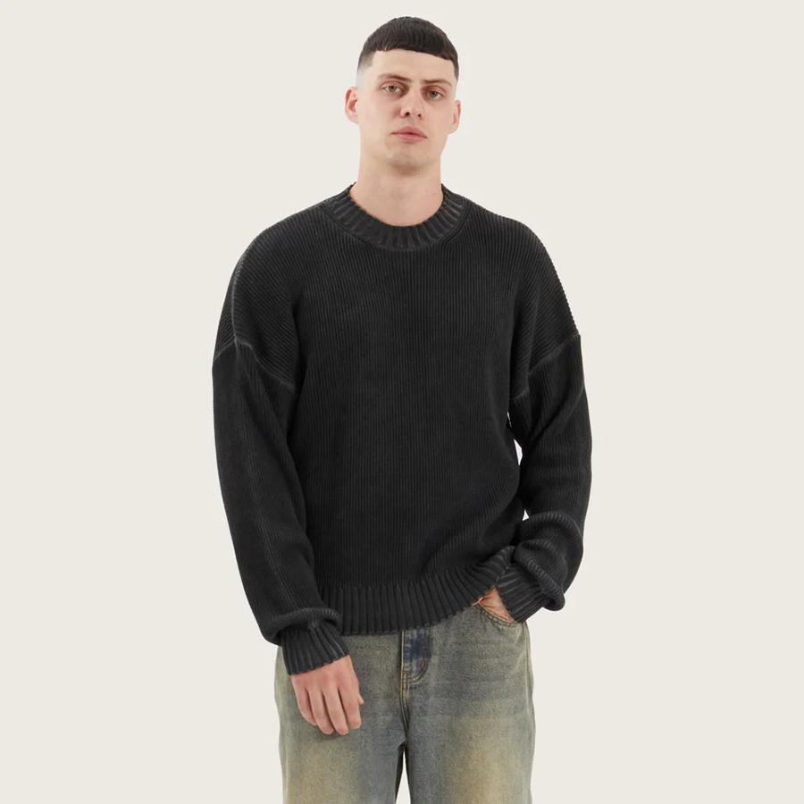PERSHORE FULLY KNITTED JU OIL WASH BLACK