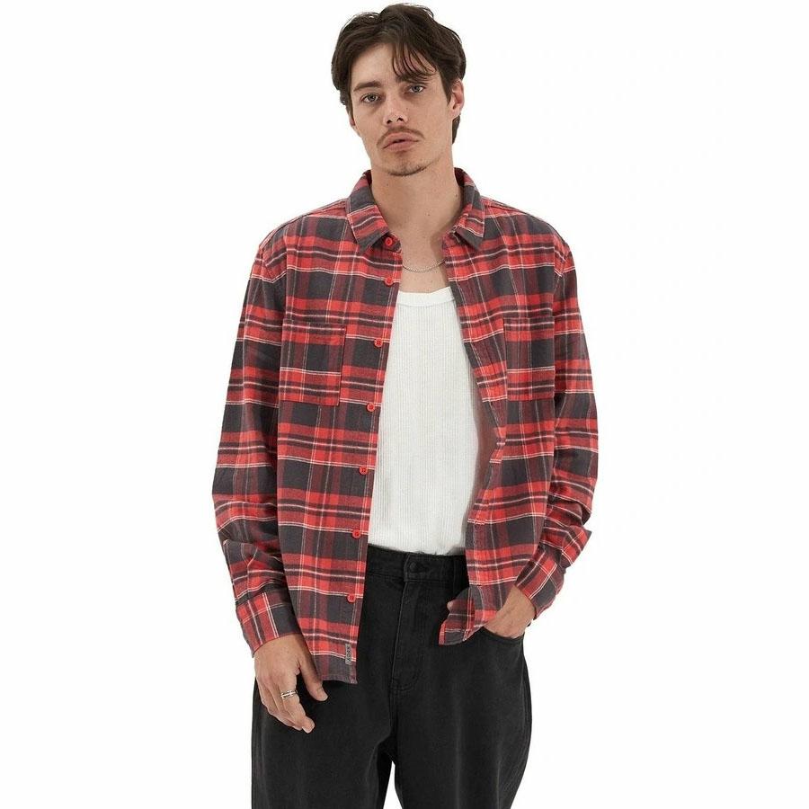 DIAN YARN DYED CASUAL LS FLAME SCARLET CHECK