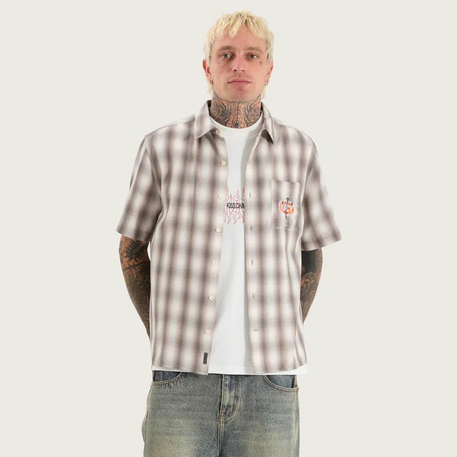 TITAN SKATE SHIRT IRON WHITE CHECK