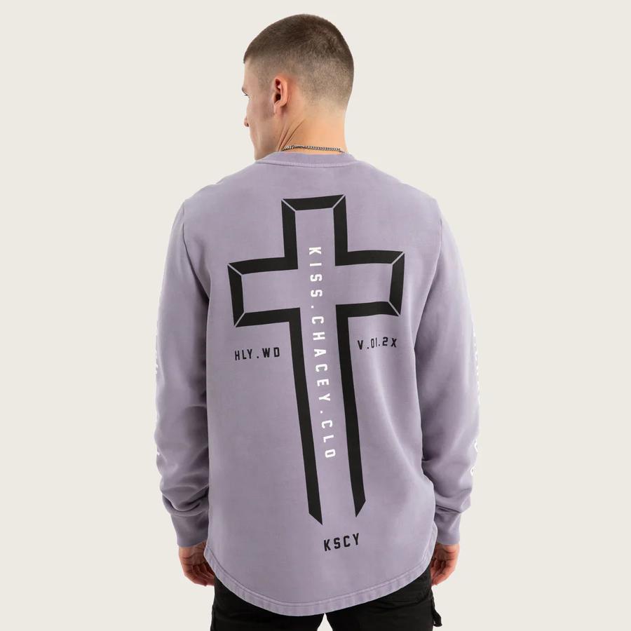 TRACE DUAL CURVED SWEATER PIGMENT LAVENDER GRE