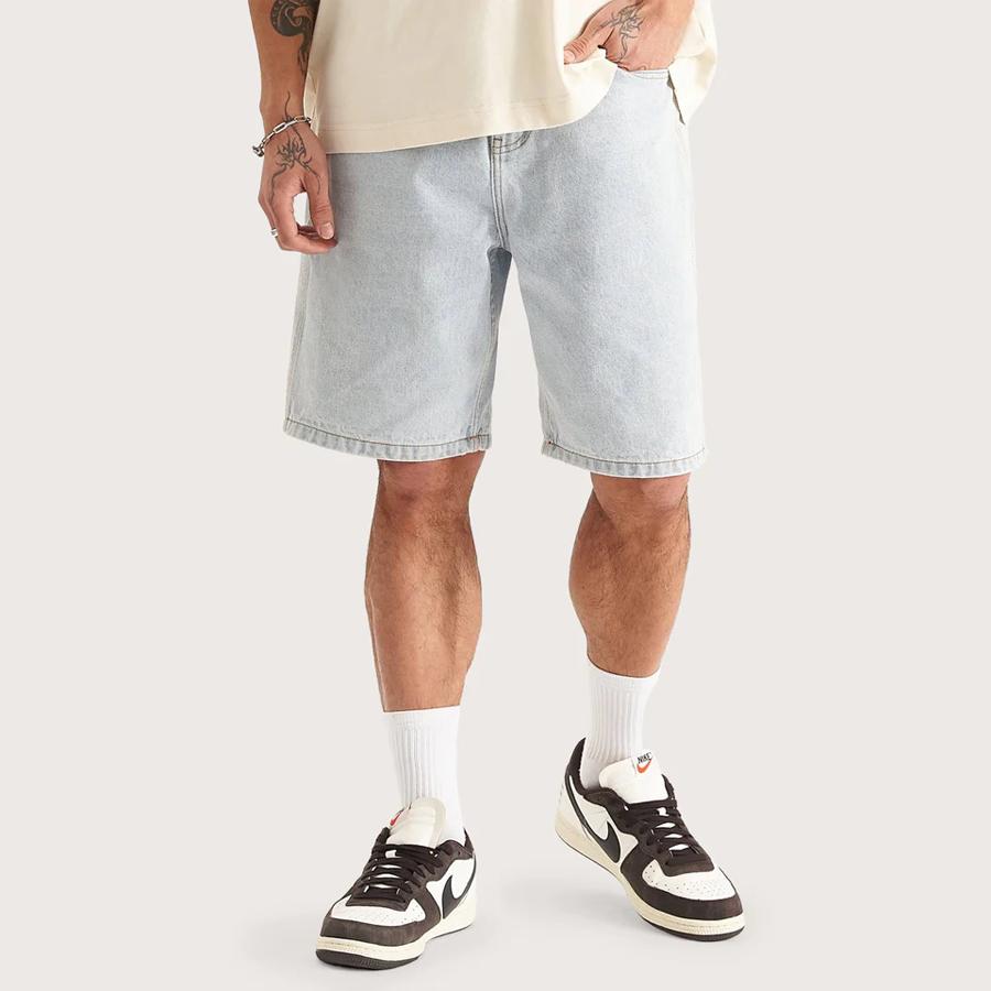 HYSON BAGGY DENIM JORTS LIGHT BLUE