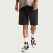 HYSON BAGGY DENIM JORTS WASHED BLACK