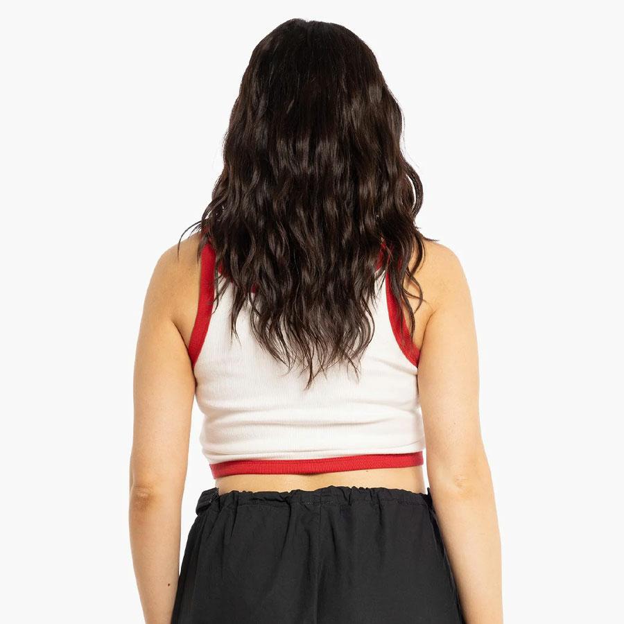 FITTED CONTRAST RIB TANK VINTAGE WHITE/RED