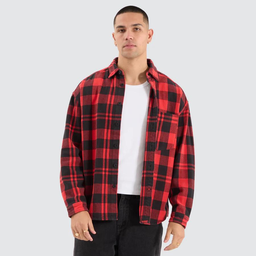 MARE DROPPED SHOULDER LS BLACK/RED CHECK