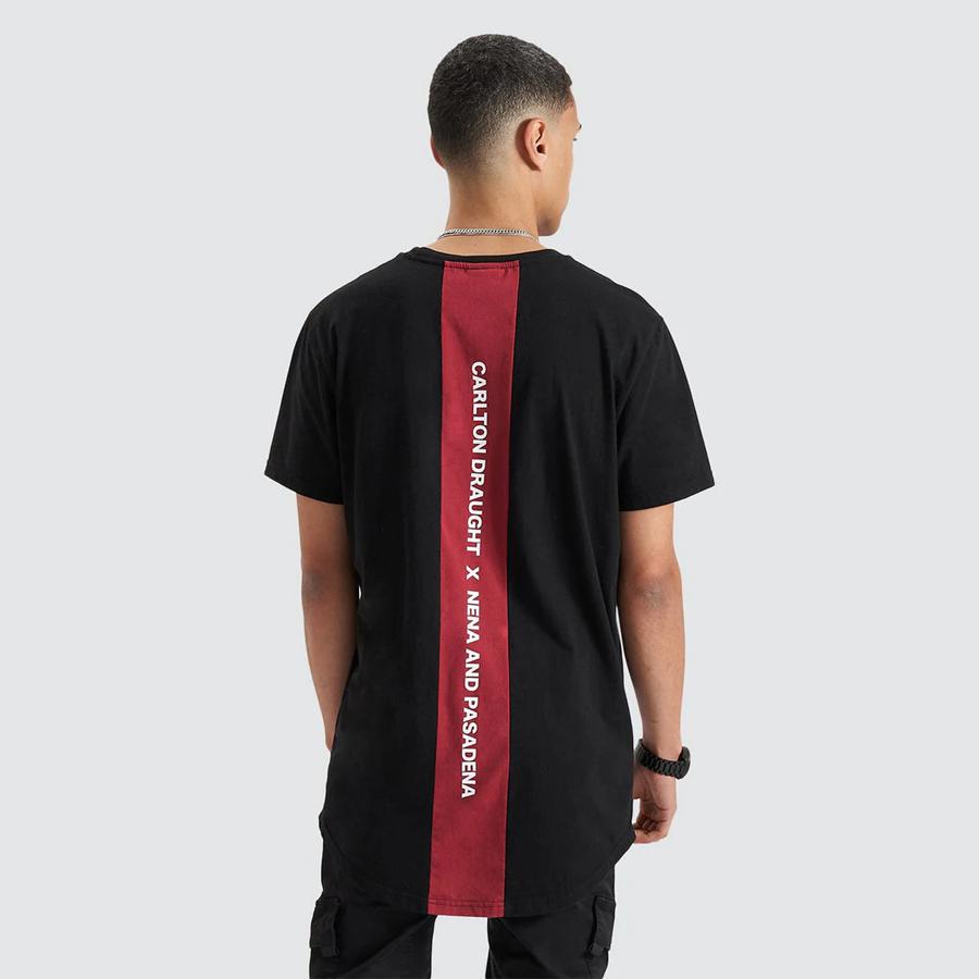 BRAMLING CAPE BACK TEE BLACK/MAROON