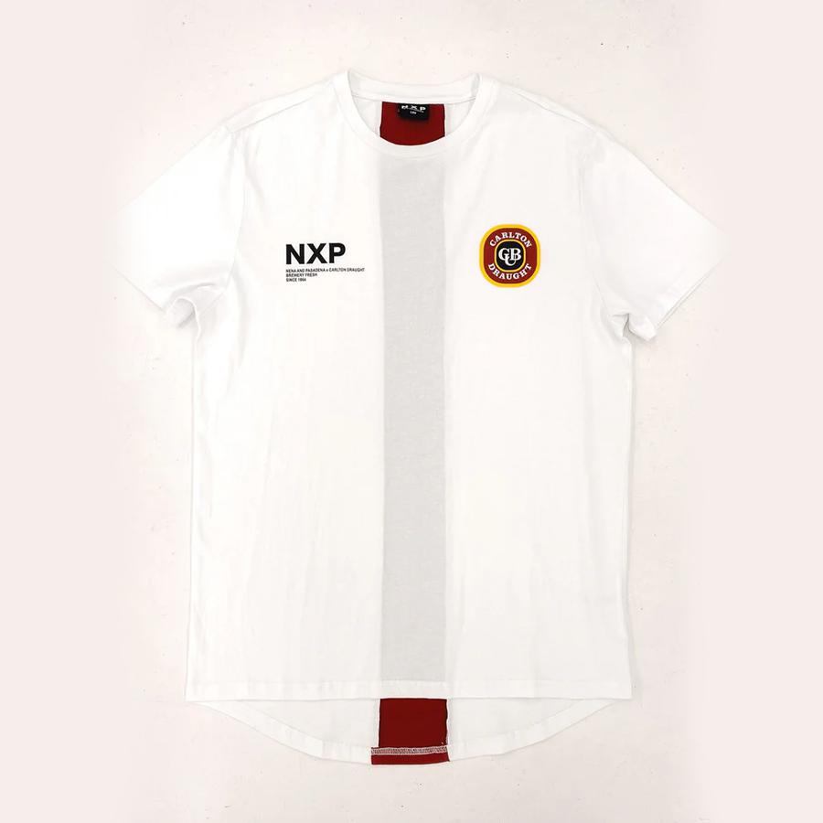 BRAMLING CAPE BACK TEE WHITE/MAROON