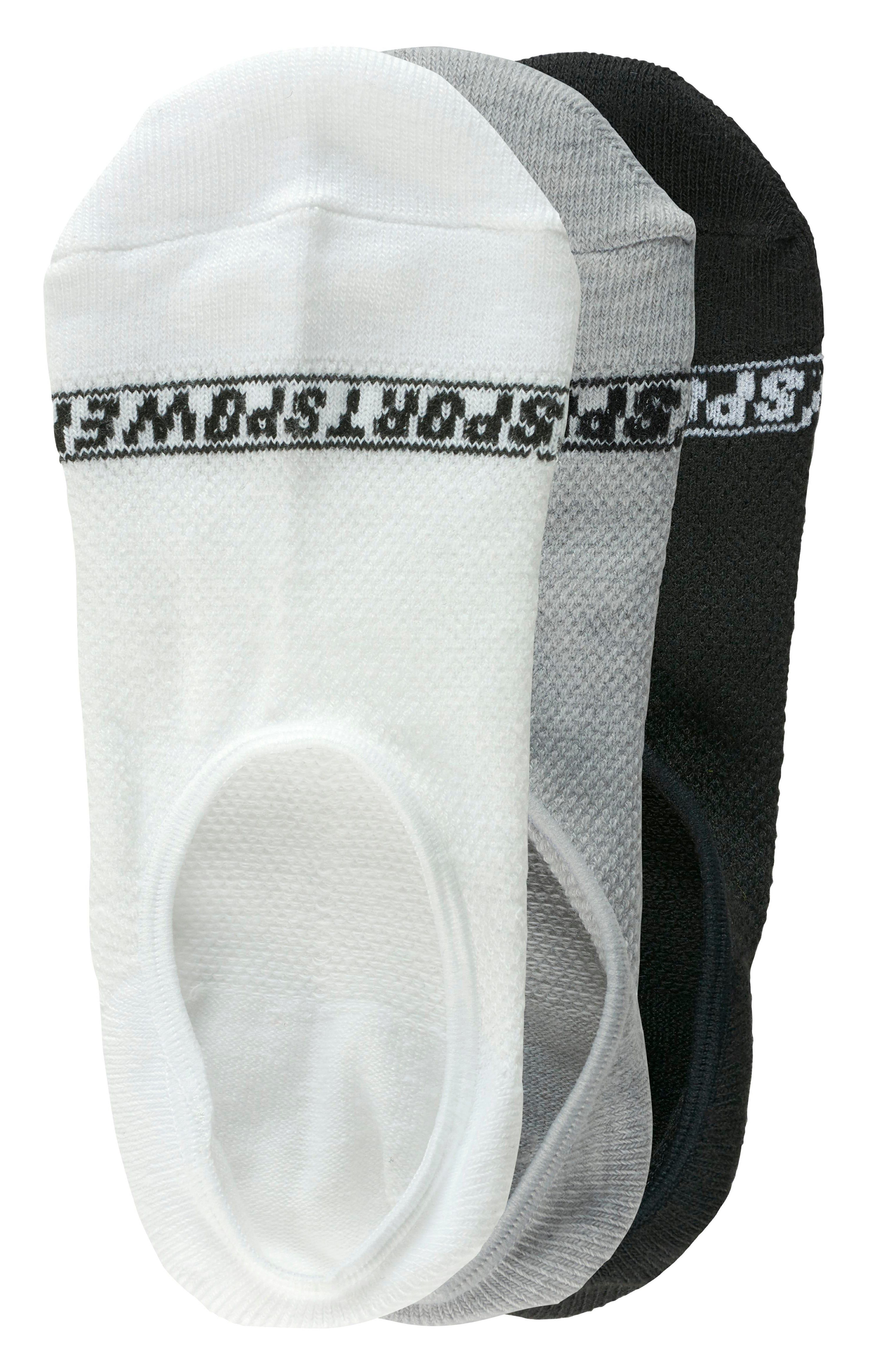 SP FOOTIES 3PK BLACK/WHITE/HEATHERE