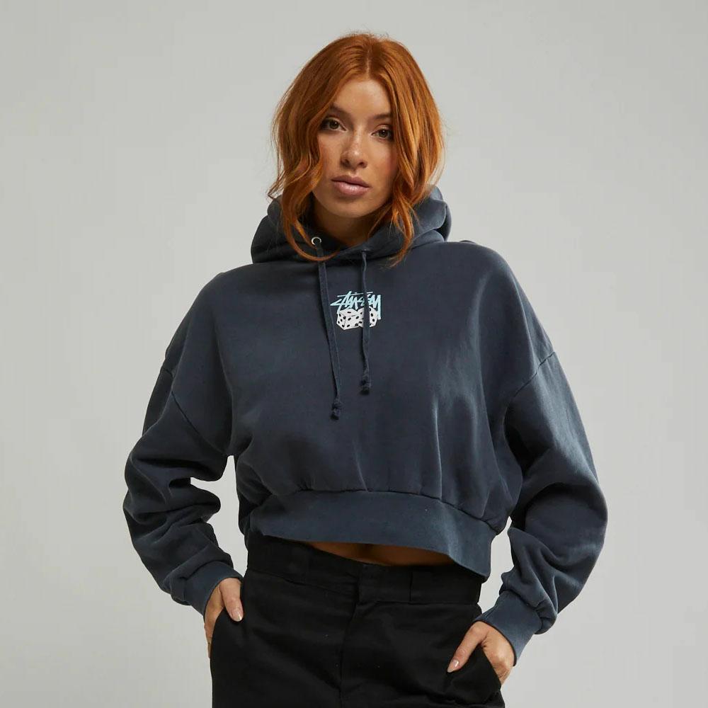 PAIR OF DICE CROPPED HOOD PIGMENT NAVY BLUE
