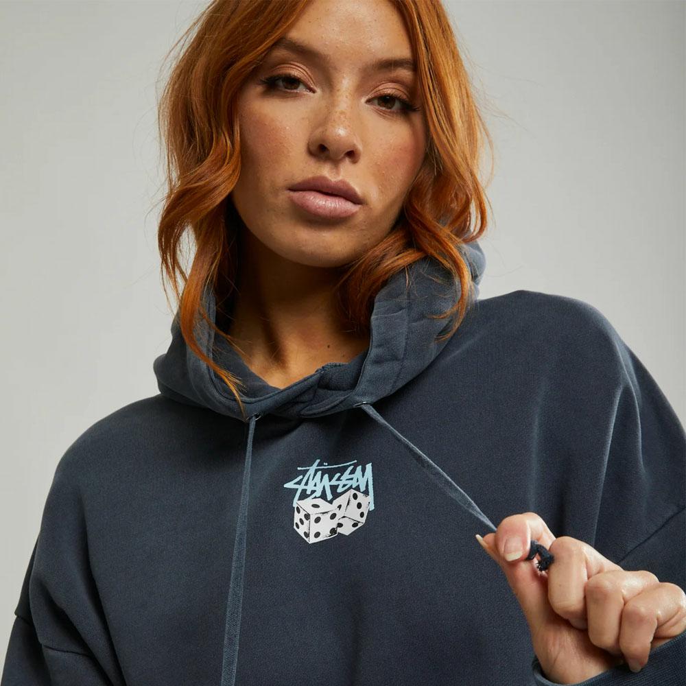 PAIR OF DICE CROPPED HOOD PIGMENT NAVY BLUE