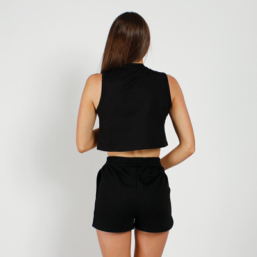 SCRIPT CROPPED TANK TOP BLACK