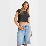 STEVIE SHORT FADED INDIGO FRAY